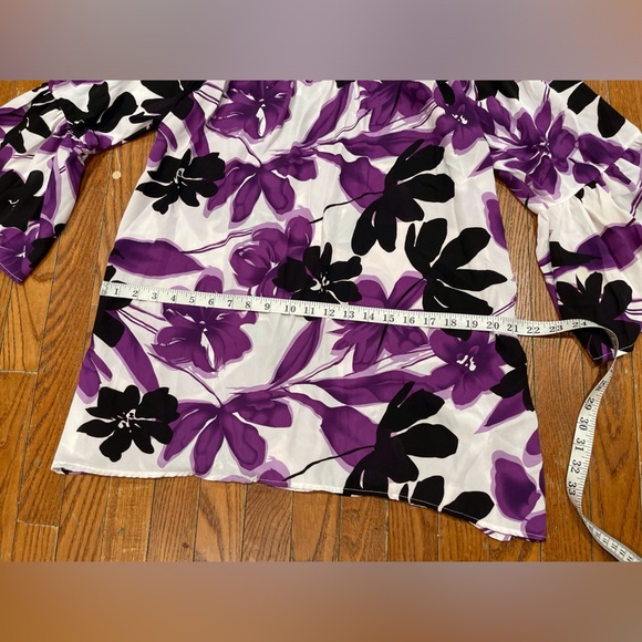 Ashley Stewart Purple and Black Floral Blouse - Picture 5 of 5